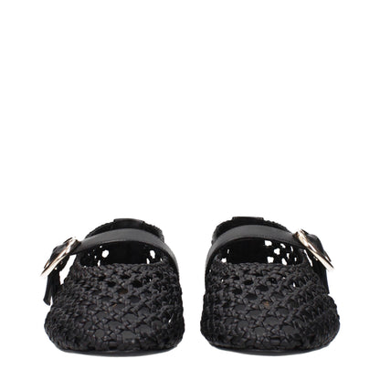 Stuart Weitzman Black Leather Ballet Flats