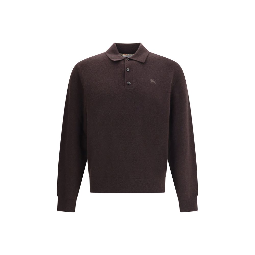Pull polo en cachemire à manches longues