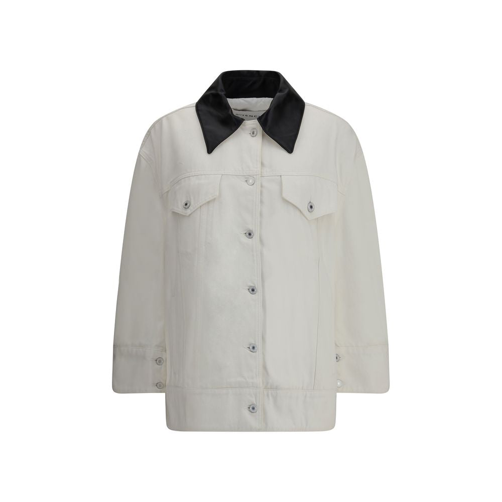 Veste en jean avec col en cuir