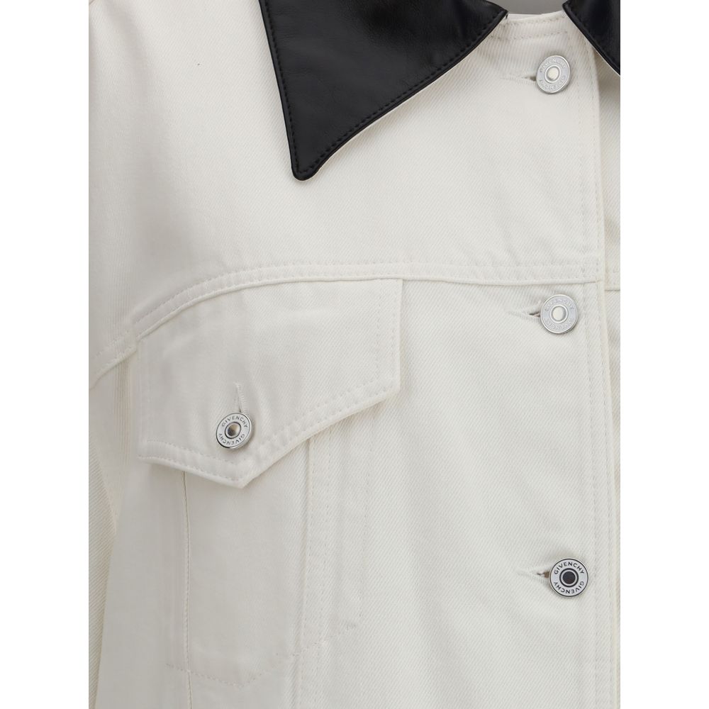 Veste en jean avec col en cuir