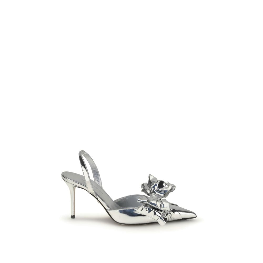 Escarpins en cuir argenté verni Cadeau