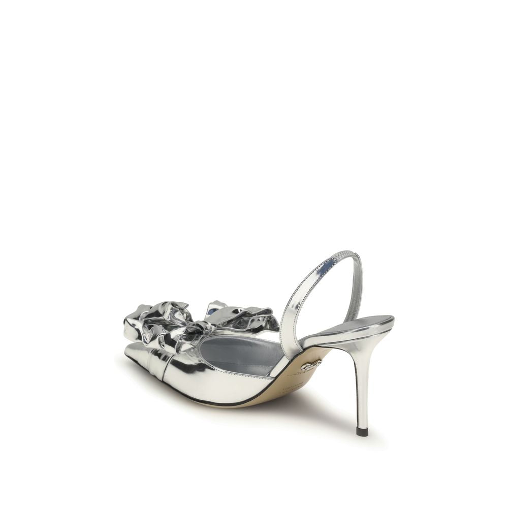 Escarpins en cuir argenté verni Cadeau