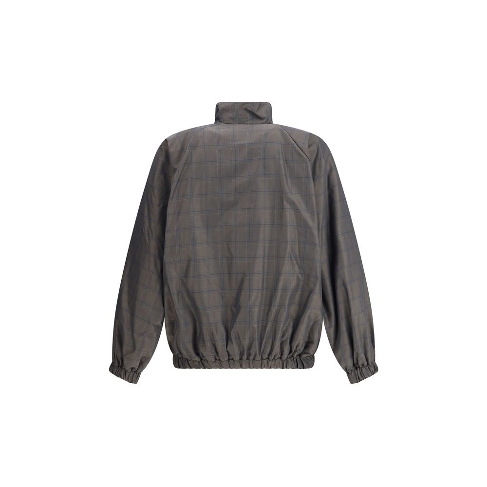 Veste zippée à motif à carreaux marron et bleu