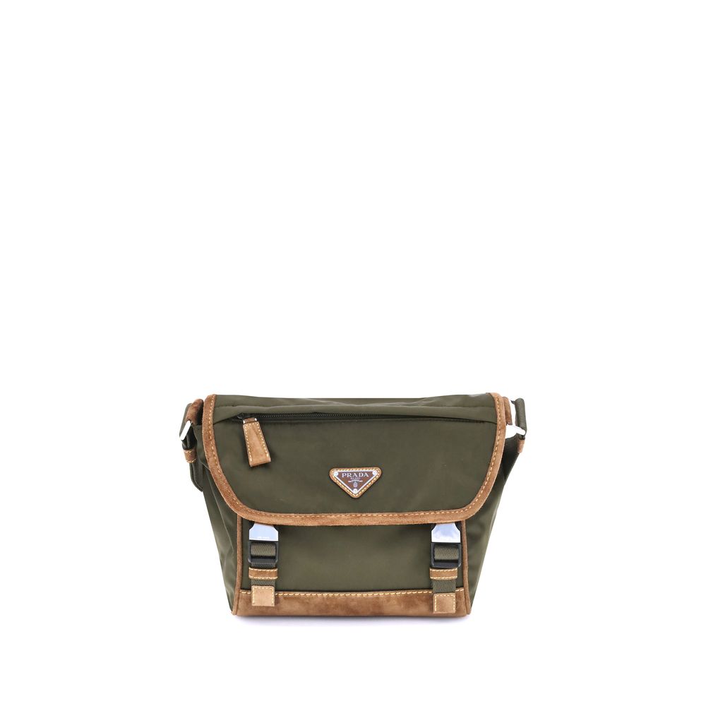Sac à bandoulière moyen en Re-Nylon et cuir