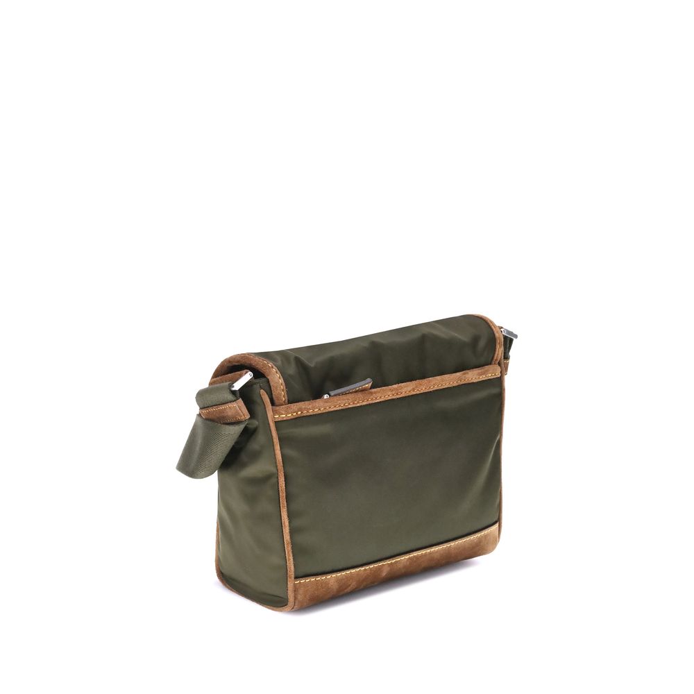 Sac à bandoulière moyen en Re-Nylon et cuir