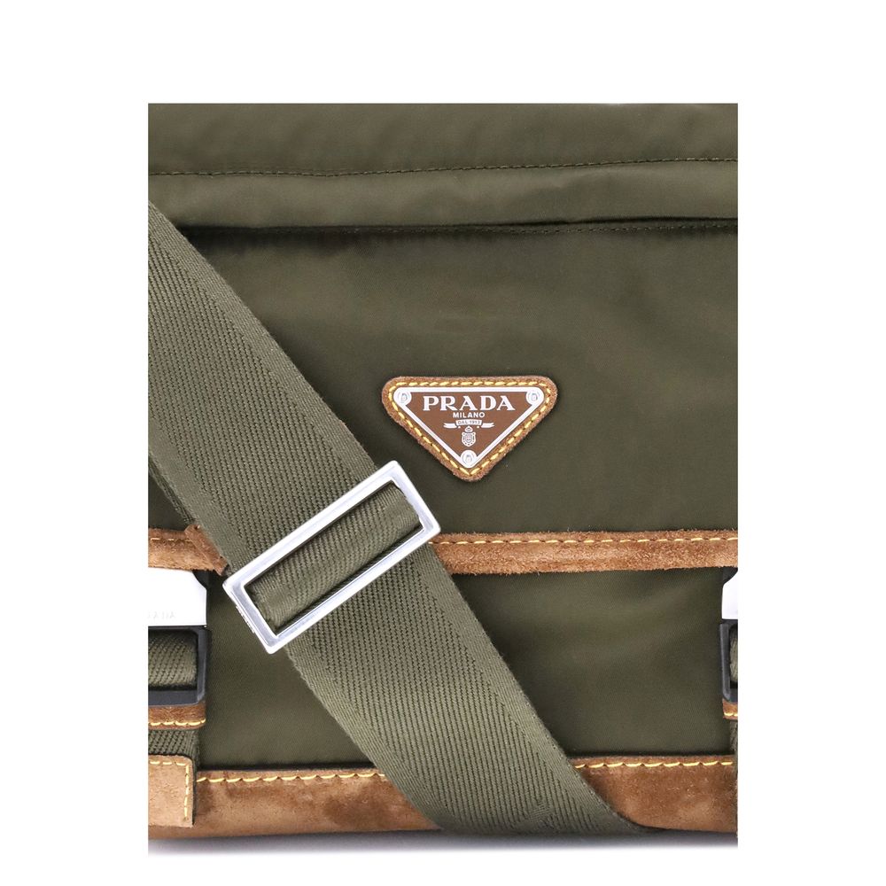 Sac à bandoulière moyen en Re-Nylon et cuir