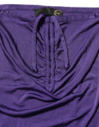 Purple Viscose Elastane Strapless Bodycon Dress