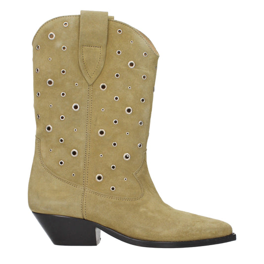 Bottes en cuir beige à hauteur de la cheville