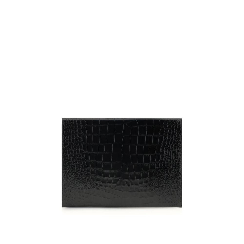 Pochette en cuir imprimé crocodile