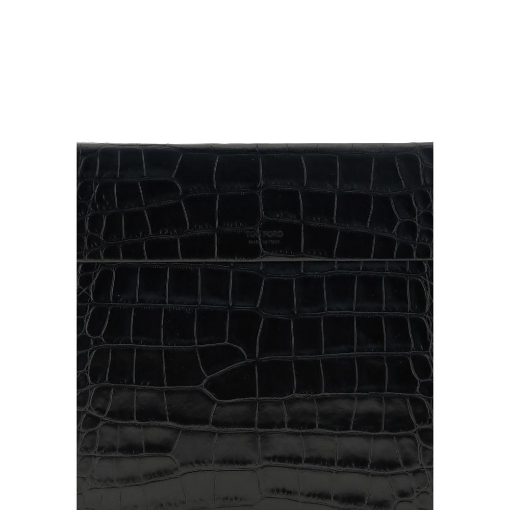 Pochette en cuir imprimé crocodile