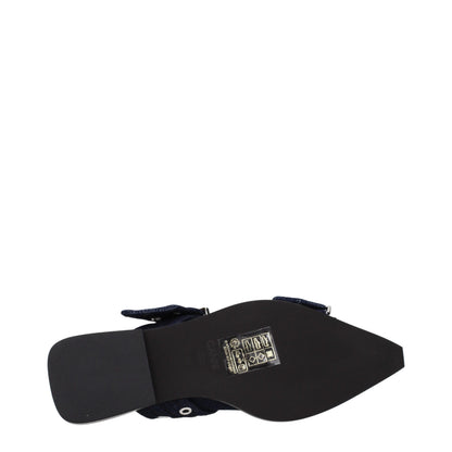 Sandales plates en tissu bleu