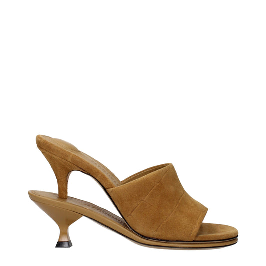 Sandales à talons aiguilles en cuir marron