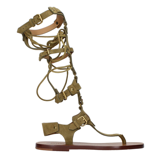 Sandales tongs en cuir gris