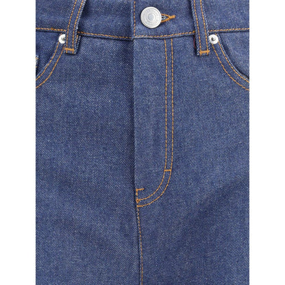 Blue Cotton Flared Jeans