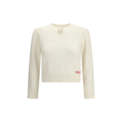Jumper with a buttoned keyhole neck