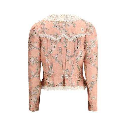 Fitted Jacket in jacquard taffeta and lace